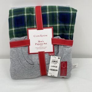 $60 Club Room Mens 2-Piece Pajama Set Hoppy Holidays Fleece Long Sleeve Size L